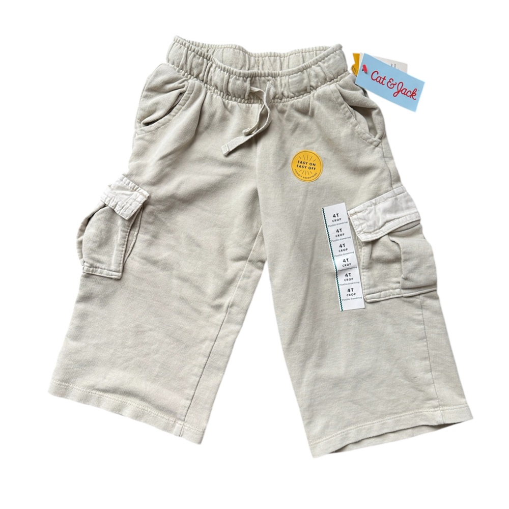 New Girls Cream Crop Sweatpants, Size: 4T (D49)
